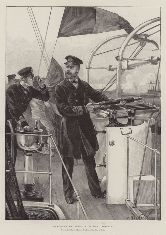 Signalizace na palubě britského Ironcladu od William Heysham Overend