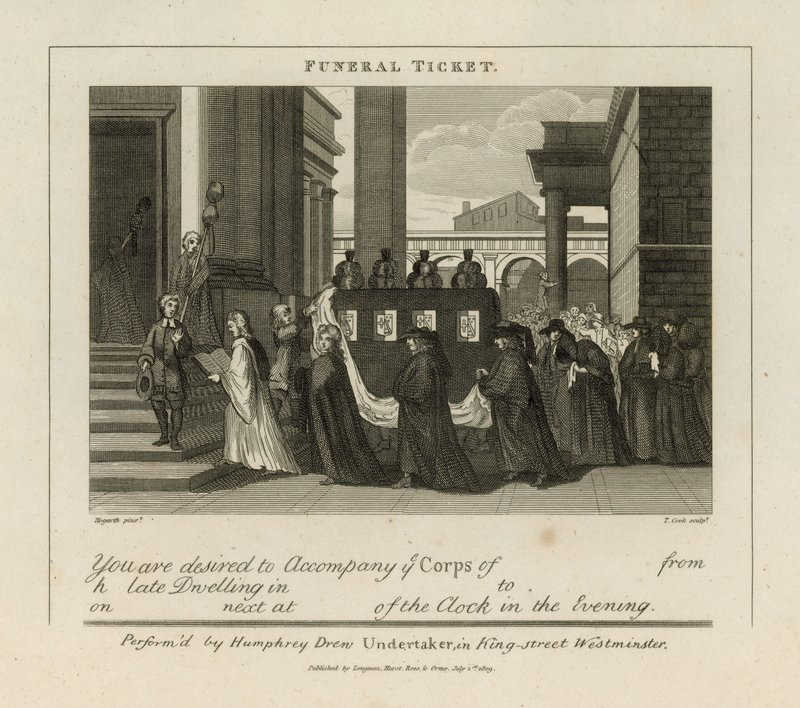 Pohřební lístek od William Hogarth