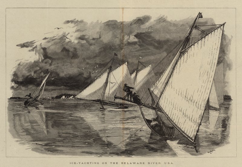 Lední jachting na řece Delaware, USA od William Lionel Wyllie