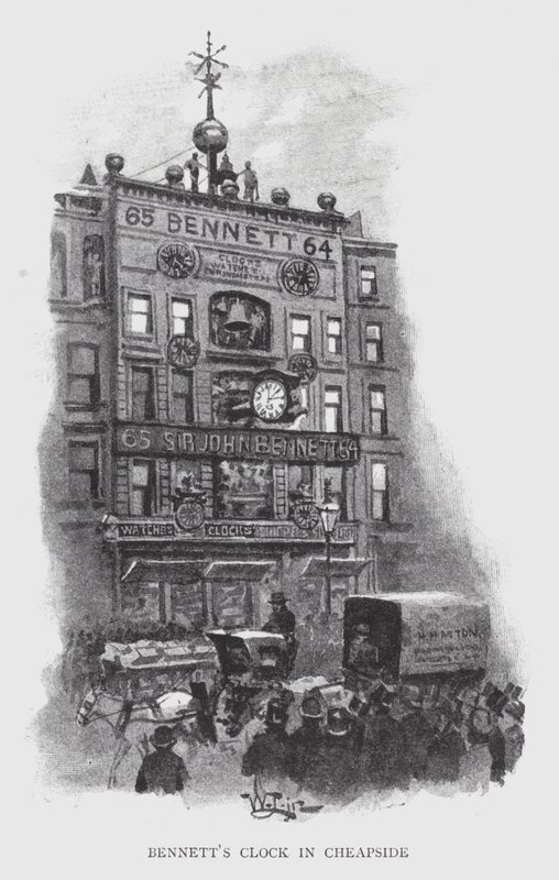 Bennettovy hodiny v Cheapside (litho) od William Luker