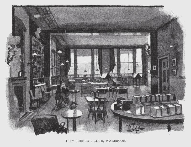 City Liberal Club, Walbrook (litho) od William Luker