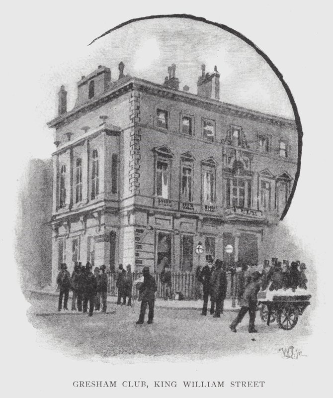 Gresham Club, King William Street (litho) od William Luker