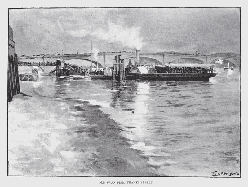 Old Swan Pier, Thames Street (litho) od William Luker