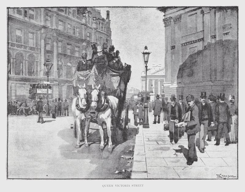Queen Victoria Street (litho) od William Luker