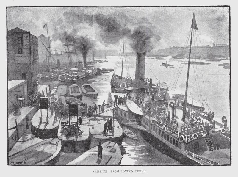Doprava z London Bridge (litho) od William Luker