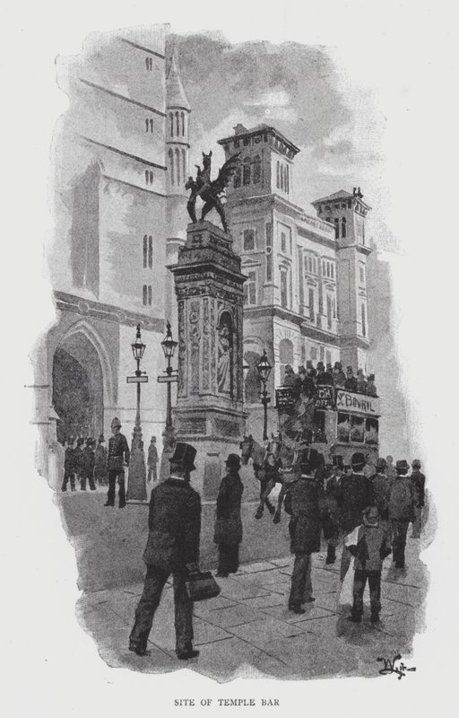 Místo Temple Bar (litho) od William Luker