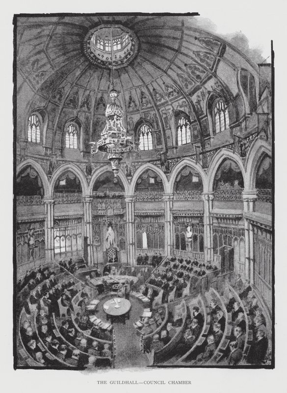 The Guildhall, Council Chamber (litho) od William Luker