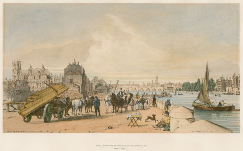 Lambeth a Westminster z Milbank od William Parrott