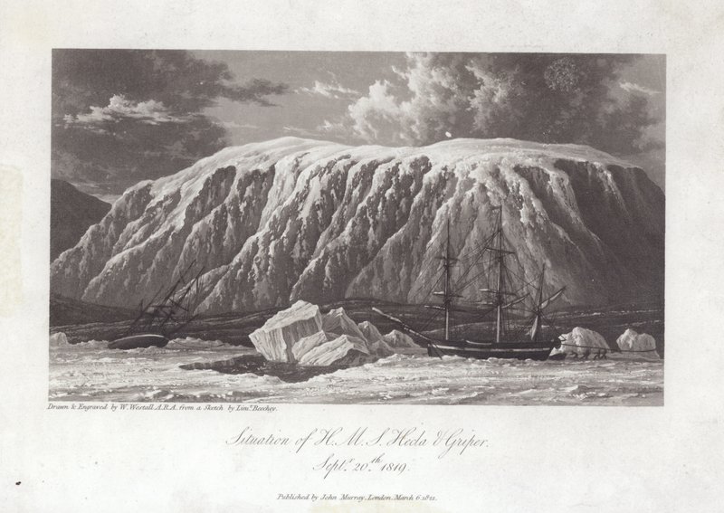 Situace H.M.S Hecla a Griper od William Westall