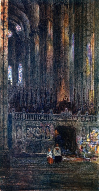 Barcelona, v katedrále (barva lito) od William Wiehe Collins