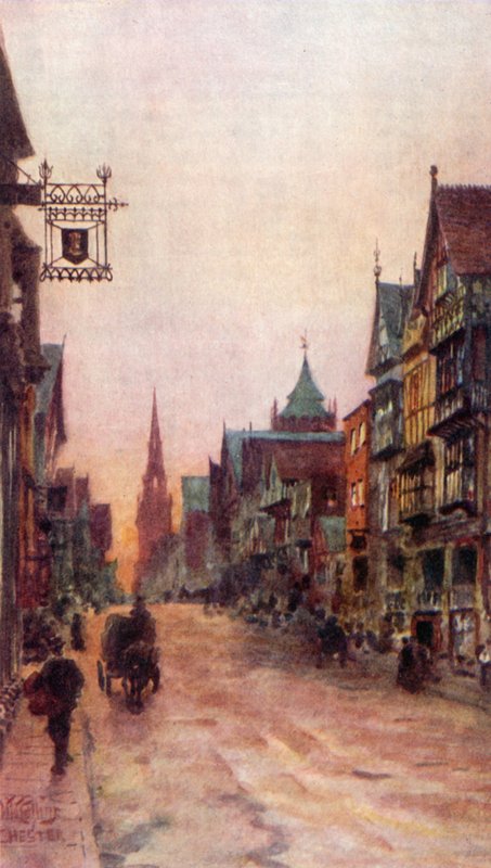 Chester, Eastgate Street (barevné lito) od William Wiehe Collins