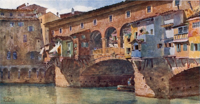 Florencie. Ponte Vecchio (barva lito) od William Wiehe Collins