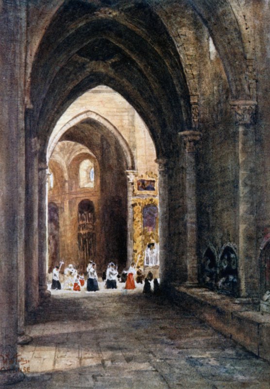 Orense, v katedrále (barva litho) od William Wiehe Collins