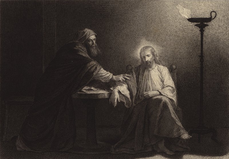 Nikodém přichází k Ježíši od after Albert Robida