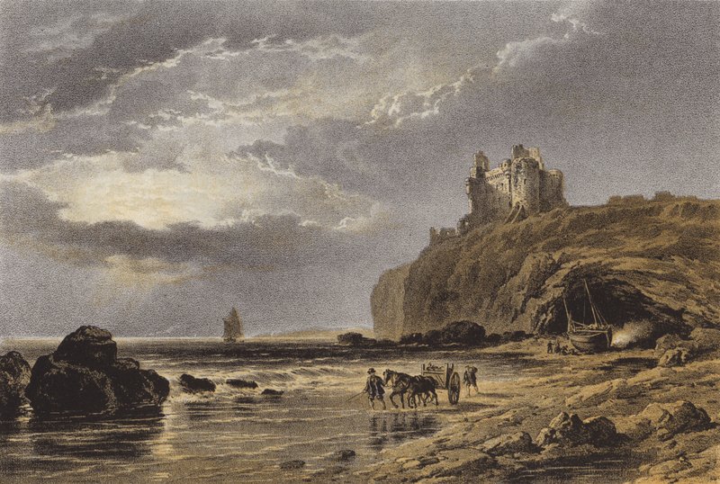 Hrad Tantallon (chromolitho) od after C. Stanfield