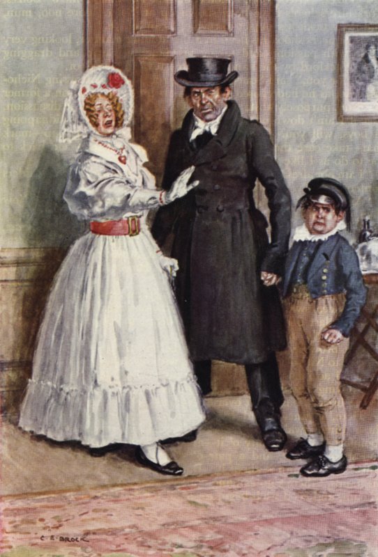 Ilustrace pro Nicholase Nicklebyho od after Charles Edmund Brock