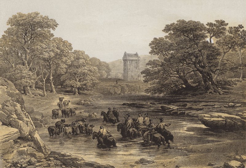 Gilnockie Tower (chromolitho) od after George Cattermole