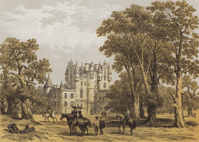Hrad Glamis, Forfarshire (chromolitho) od after George Cattermole