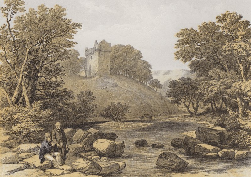 Hrad Newark (chromolitho) od after George Cattermole