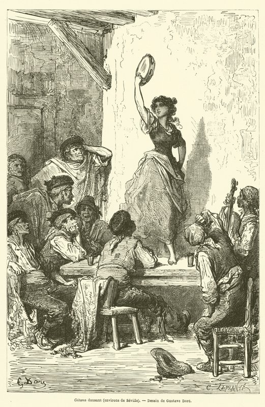 Tanec Gitana, oblast Sevilla od Gustave after Dore
