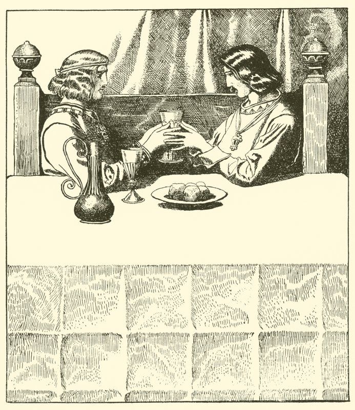 Sir Tristram sedí se sirem Launcelotem od after Howard Pyle