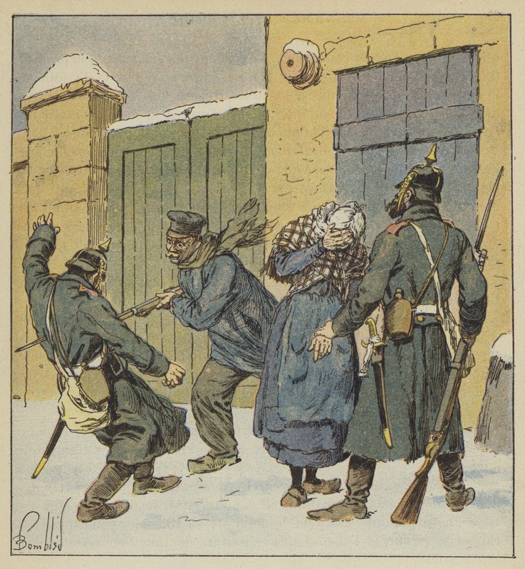 Pruská brutalita v Beaugency od after Louis Charles Bombled