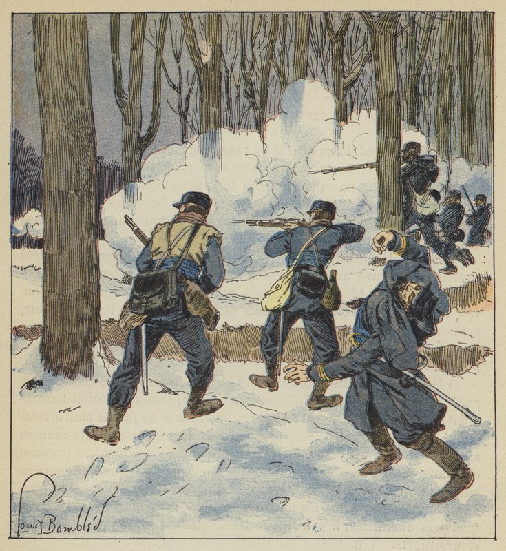 Francs-tireurs combattant sous bois od after Louis Charles Bombled