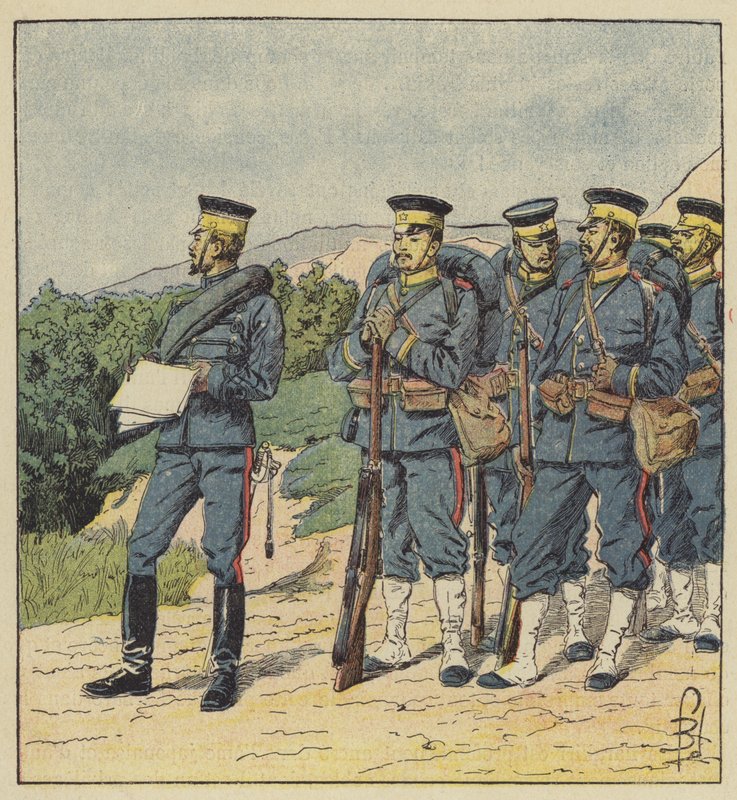 Japonská liniová pěchota od after Louis Charles Bombled