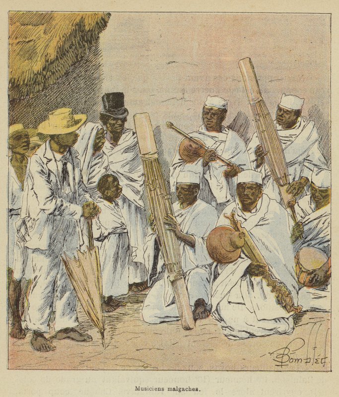 Madagaskarští hudebníci od after Louis Charles Bombled