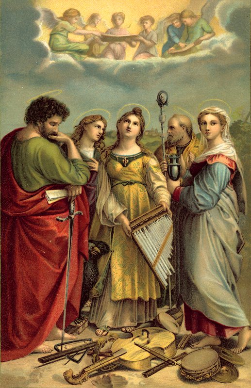Svatá Cecilie (chromolitho) od after Raphael