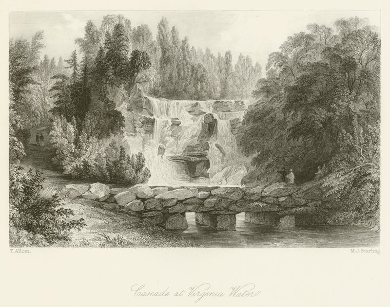 Kaskáda u Virginia Water od after Thomas Allom