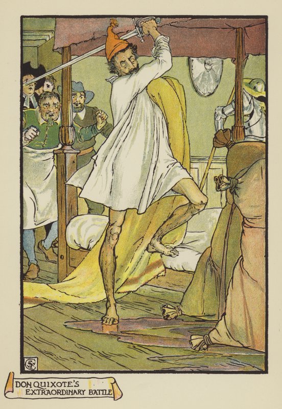Mimořádná bitva Don Quijotes od after Walter Crane