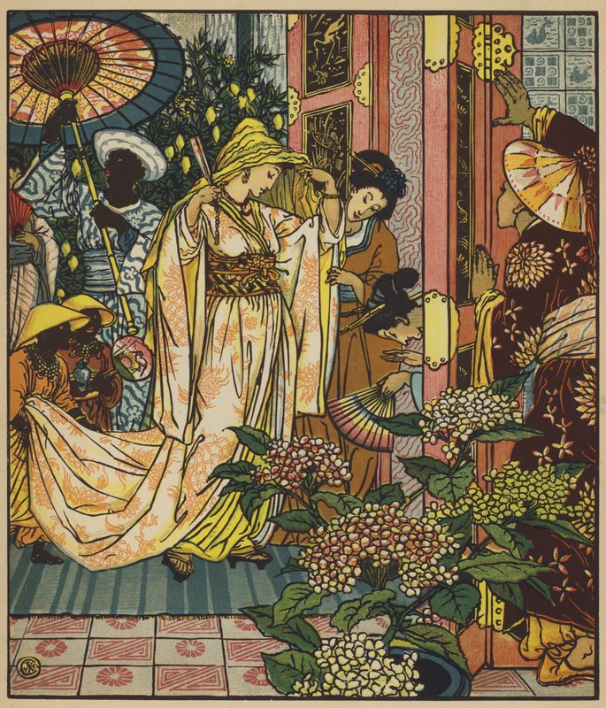 Princezna jde do vany od after Walter Crane